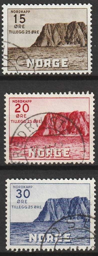 FRIMÆRKER NORGE | 1943 - AFA 290-92 - Nordkap III. - i komplet sæt - Stemplet